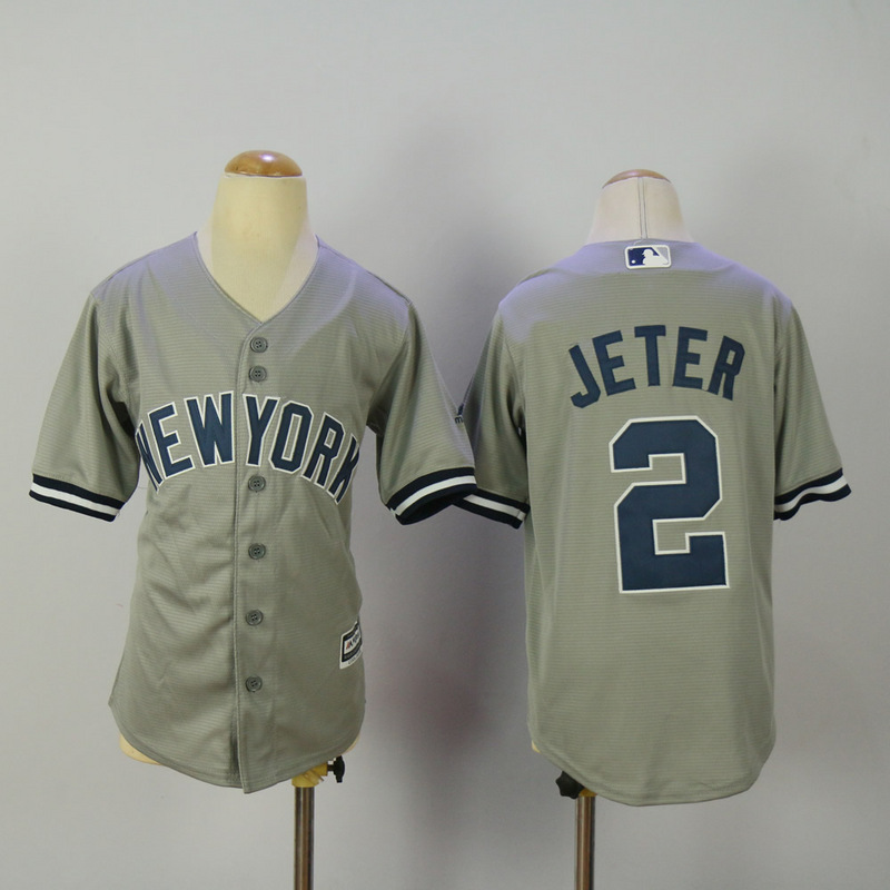 Youth 2017 MLB New York Yankees #2 Jeter Grey Jerseys->youth mlb jersey->Youth Jersey